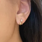 925 Silver Earrings Silverearrings Earings Stars Daily Delicate Wear 925 Sterling Silver Double Star Huggies Earrings