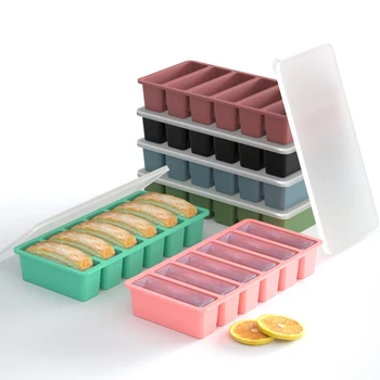 Silicone Rectangular Mold Six Grids Ice Cube Tray Reusable Food Grade Complementary Food Box