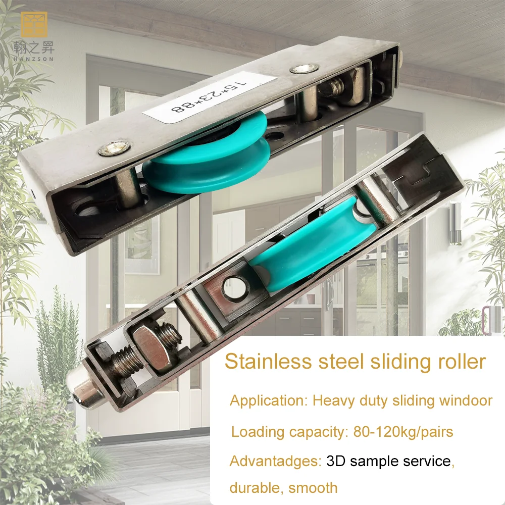 Stainless Steel Sliding Window Roller with Bearing Heavy Duty 40kg/pairs Loading Capacity 17*15 Size