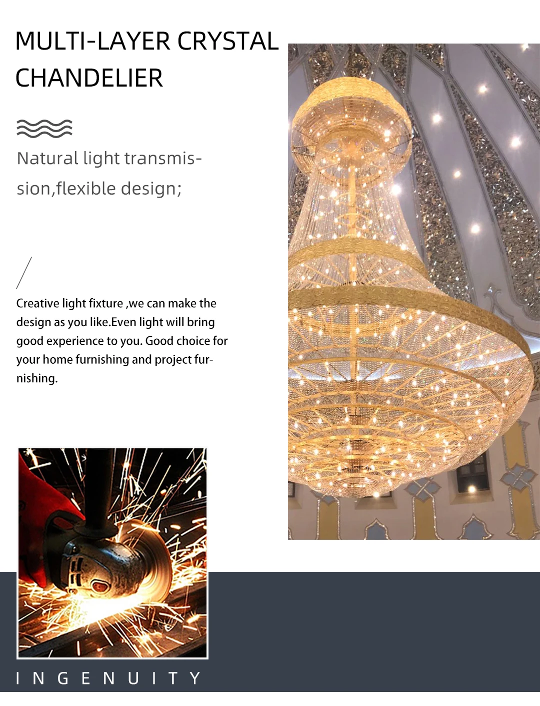 cpl 008 bespoke grand crystal mosque chandelier oversized islamic led lighting for masjid prayer hall-2