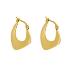 Clip On Earrings New Style Irregular 18k Gold Plated Titanium Steel Clip On Big Hoop Earrings