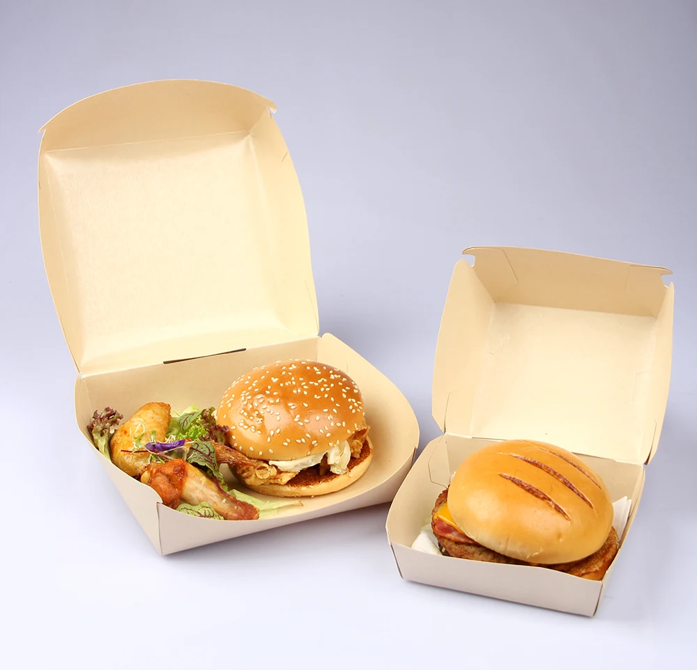 Wholesale Disposable Takeaway Hamburger Food Packaging Custom Printed with Logo Eco Friendly Food Packaging details