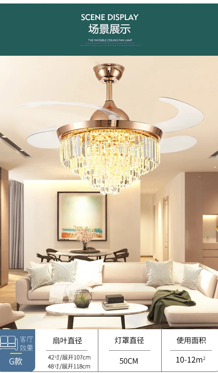 Crystal Ceiling Light Fan, 220v - detail 20