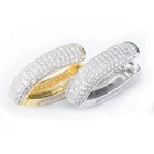 Gold Wedding 2021 Hot Sale Luxury 18K Gold Plated Copper Zircon Big Clip Earrings For Women Wedding Engagement