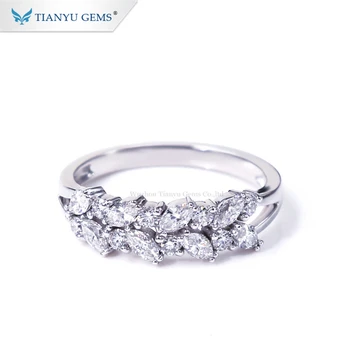 Tianyu gems marquise cut moissanite beautiful gold rings fashion flower shape gold ring design