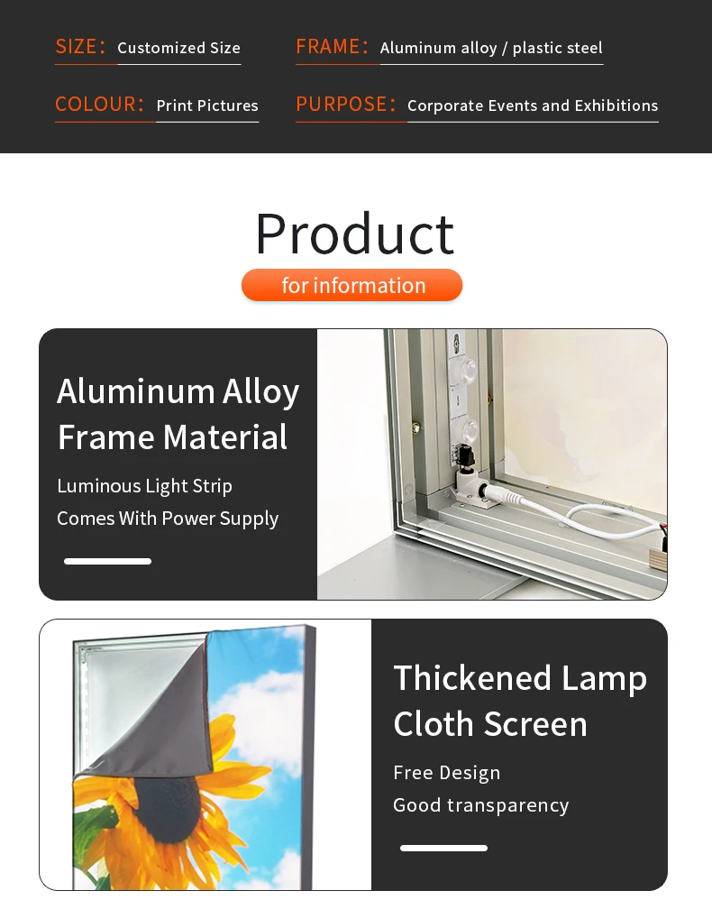 Two Side Backlit SEG Trade Show Wall Displays LED Light Box Hf4a4cf8b7d5d47549719ba4a40d26870n