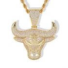 Diamond Cz Horoscope Pendants 50*58 Mm Zodiac Cow Head 18K Gold Filled Diamond Pendant CZ