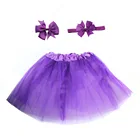 Skirt New Fashion Kids Children Bowknot Headband Hair Clip Tutu Skirt Set Wholesale