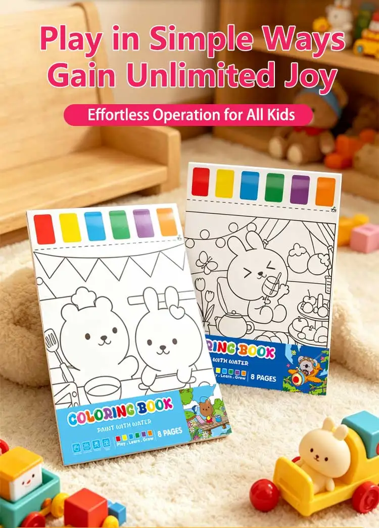 product keybaby custom 2026 cute children diy ins characters simple water coloring books with pigment for shop-11