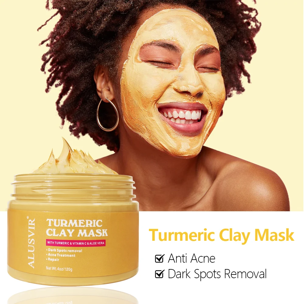 Turmeric Facial Clay Mask Private Label Beauty Organic Dark Spot Remover Whitening Facial Mask Skin Care Face Turmeric Clay Mask
