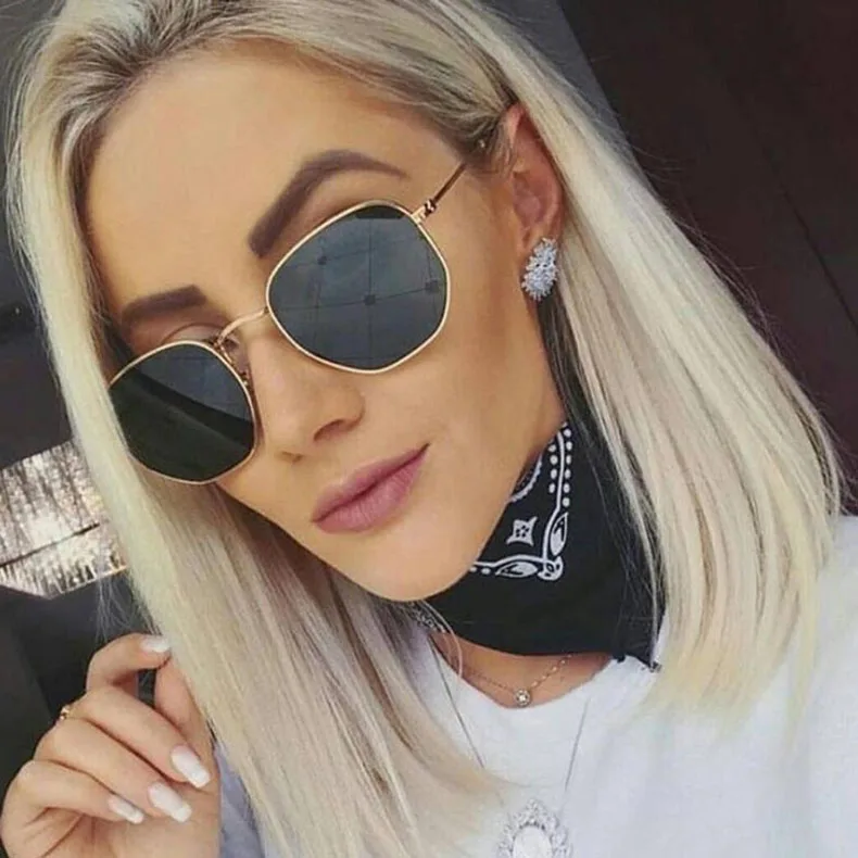 hexagon metal frame sunglasses