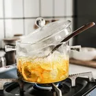 Big Size Transparent Clear Double-ear Cooking Pot Cook Soup Borosilicate Pyrex Glass Cooking Pot