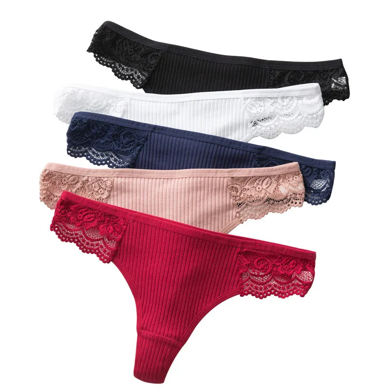 New Arrival Women's Panties Sexy Low Waist Cotton Crotch Panties Lace Thong