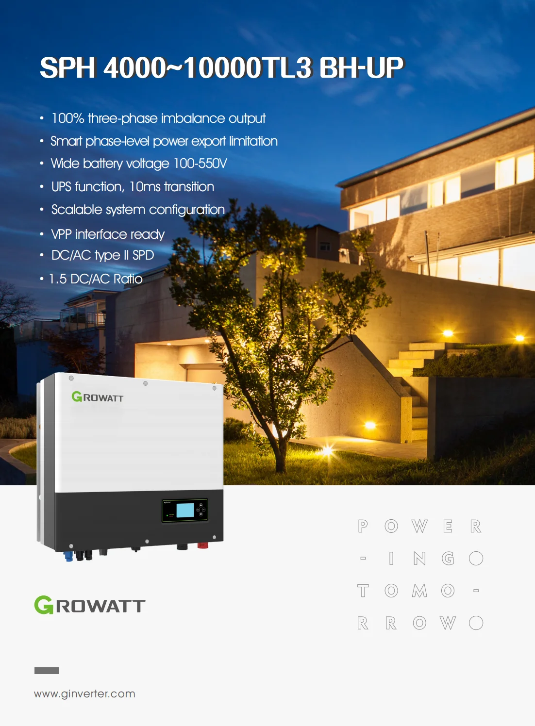 Growatt混合sph 6000tl3 bh Up三相48v 220v 6kw混合逆变器 Buy 6kw太阳能逆变器 Sph