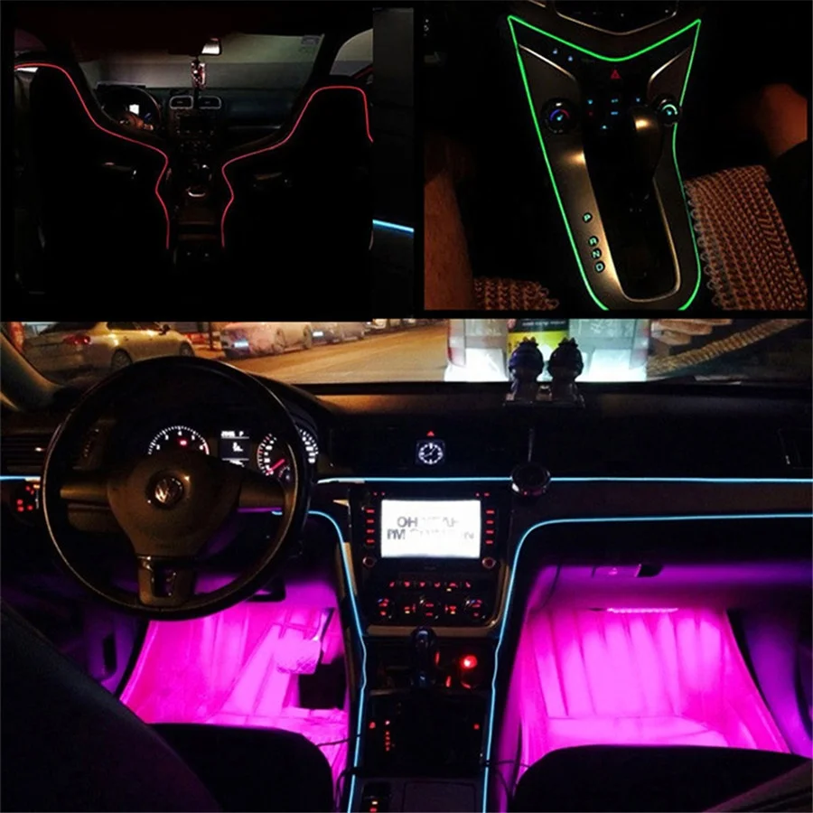 car accessories interior decorative 12V RGB LED fiber car led strips ambient light app decorate atmosphere light