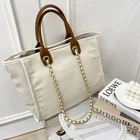 Tops Handbags Stylish Factory Tops Wholesale Chain Handbags Underarm Casual Shopping Bag Canvas And Leather Tote