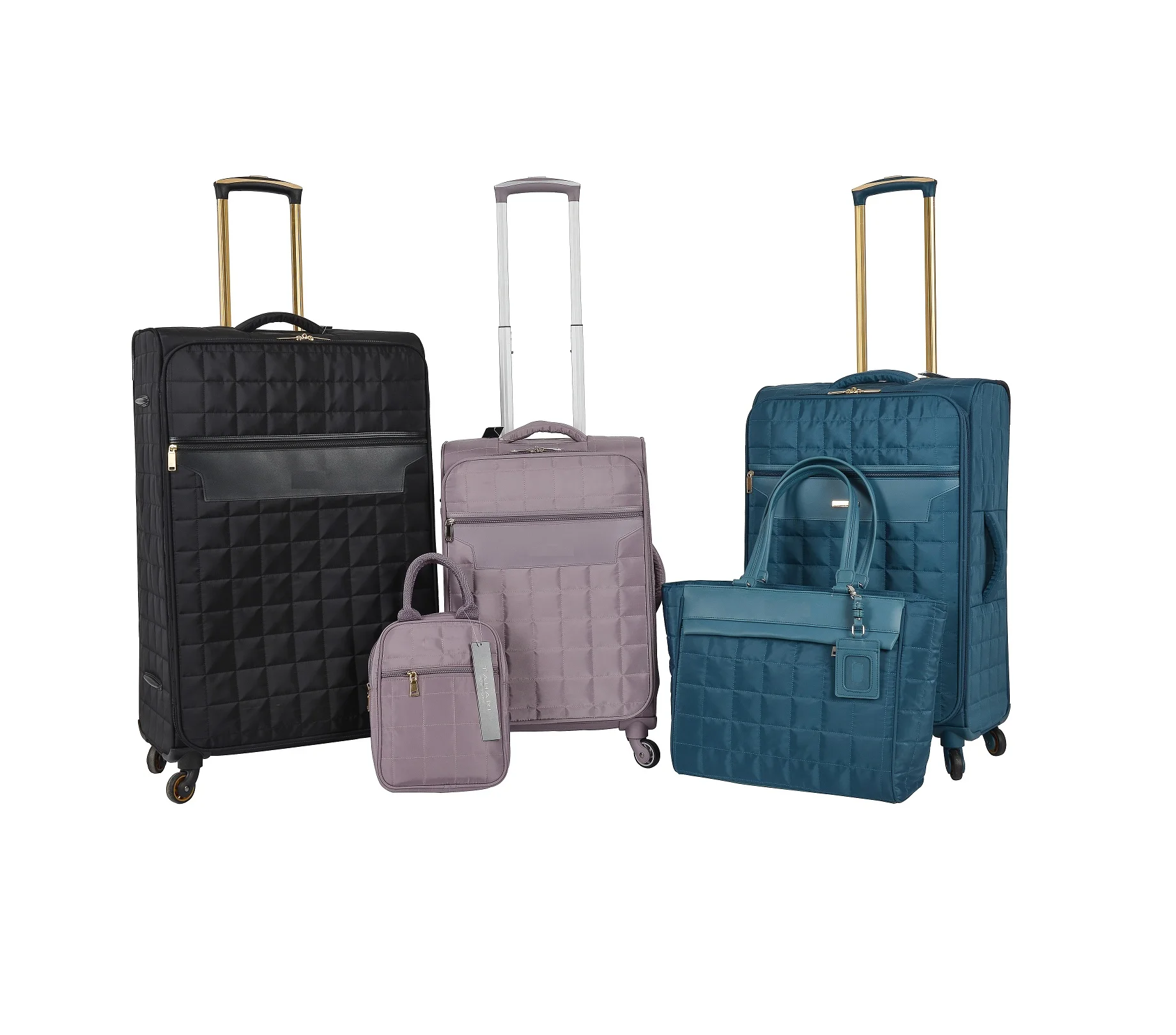 5 Pcs Quilt Nylon Travel Bag Trolley 