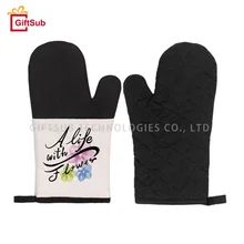 2021 Hot Sale Silicone Microwave Mitts Blank Sublimation Cotton Linen Heat Resistant Silicone Oven Mitts For Kitchen
