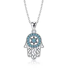 925 Silver Jewelry 925 Sterling Silver Cubic Zirconia Hand Of Fatima Ornament Fatima Hasma Hand Necklace