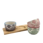 Ceramic Bowl Handmade Ceramic Snack Appetizer Fruit Dessert Sauce Bowl With Wooden Tray