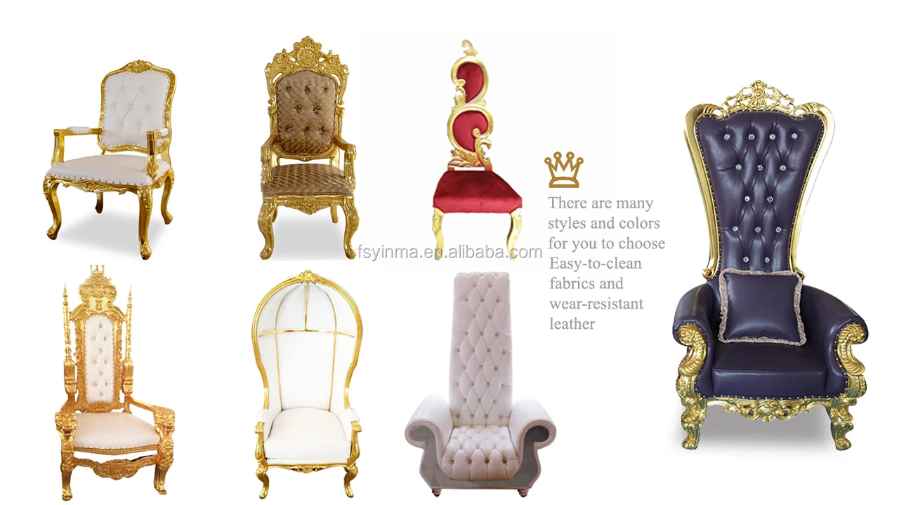 Luxury High Back Throne Chair King And Queen Chairs For Wedding Party