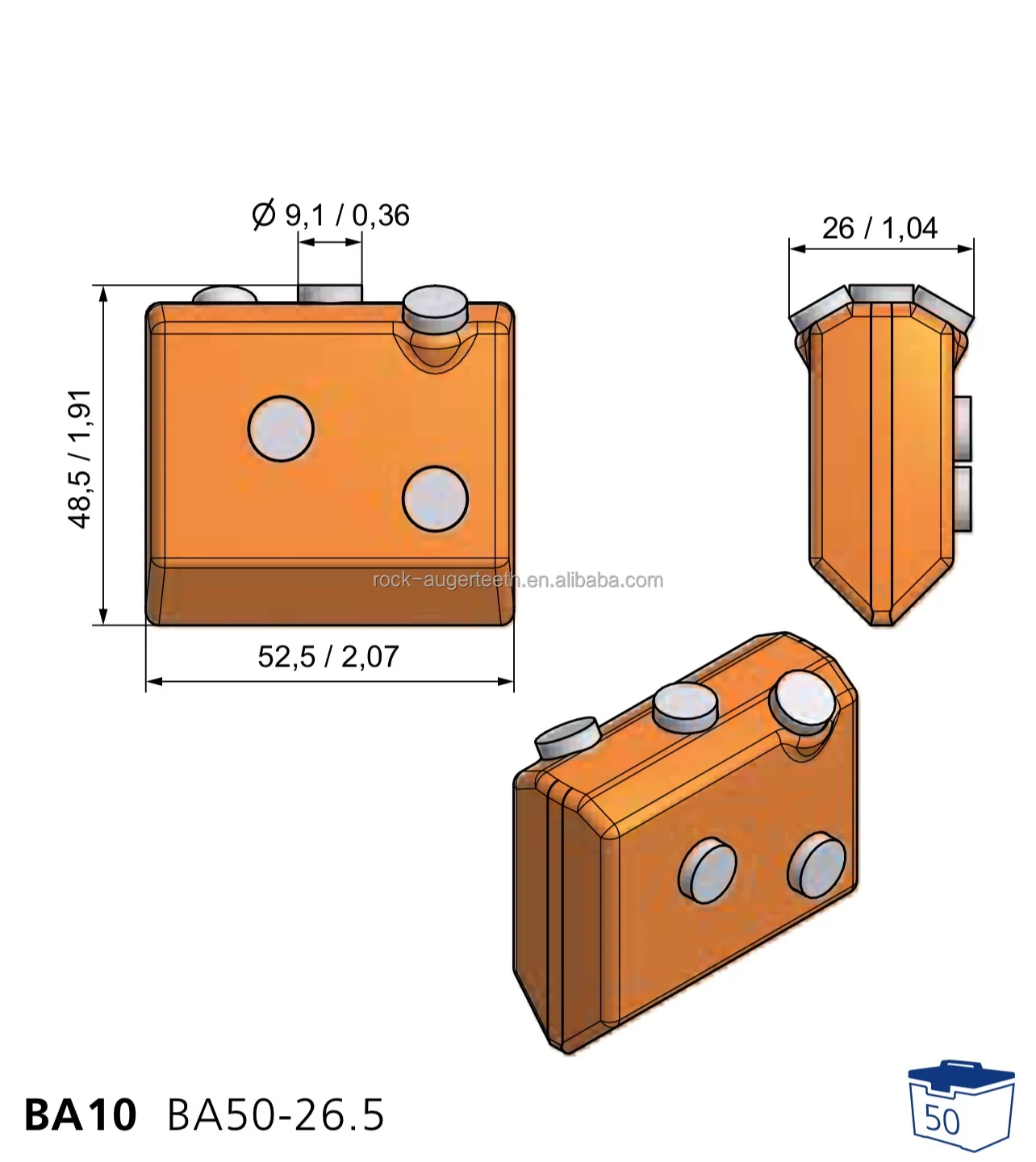 Foundation Rotary Drilling Bits Wear Parts Welding bar BA10 BA50-26.5 BA70-38 BA90-35 BA55-22 BA90-42 for Casing Barrel factory