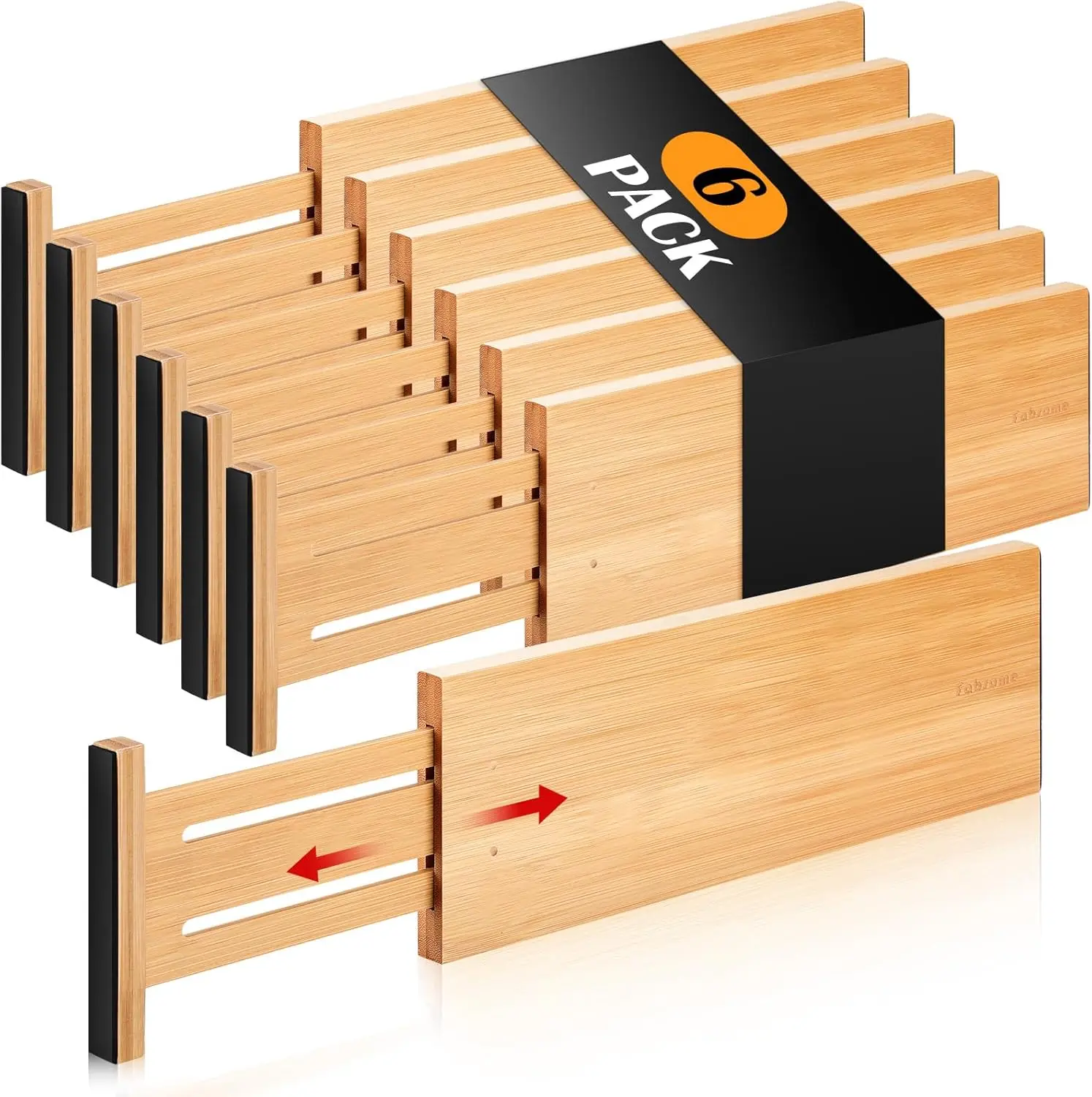 product custom 6 pack adjustable bamboo drawer dividers expandable kitchen drawer organizer separators drawer partitions-2