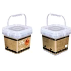 Manufactures Plastic Buckets Wholesale Custom Clear IML Chicken Feed Square Plastic Bucket For Sale