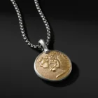 Coin Mens Stainless Steel Gold Plated Medallion Gold Coin Pendant Men Lion Head Necklace