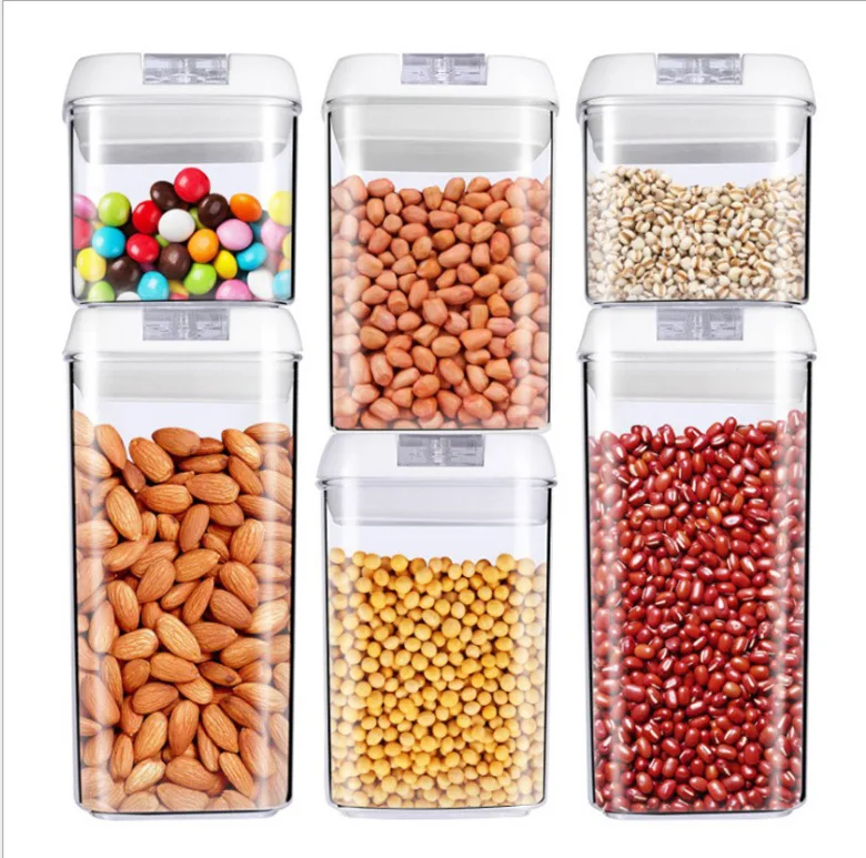 Sugar Storage Container Set BPA Free Plastic Airtight Food Storage Containers Snacks  6 Piece Set Cereal Dispensers