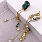 Earrings Earrings In Stock Fast Shipping Stylish Long Chain Drop Fashion Gold Plated Emerald Crystal Alloy Drop Earrings