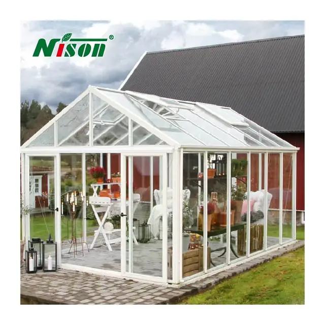 tiny house price prefabricated expandable container house Aluminum Gable Sunroom for Veranda Backyard greenhouse glass