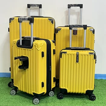 Wholesale ABS+PC Material Luggage Trolley Suitcase Set for Men and Women Multifunctional Cup Holder Luggage Bag With Expandable