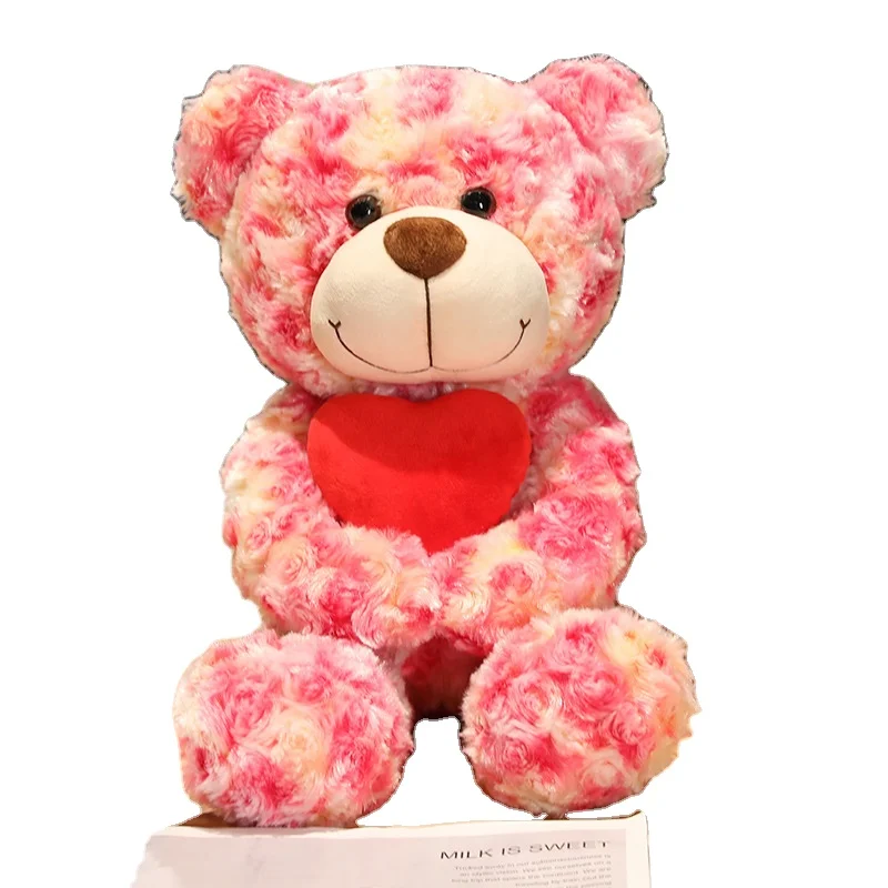 2024 New Cute and Sweet Plush Toy Doll Valentine's Day Gift for Girlfriend's Birthday Gift Teddy Bear with Love on the Chest