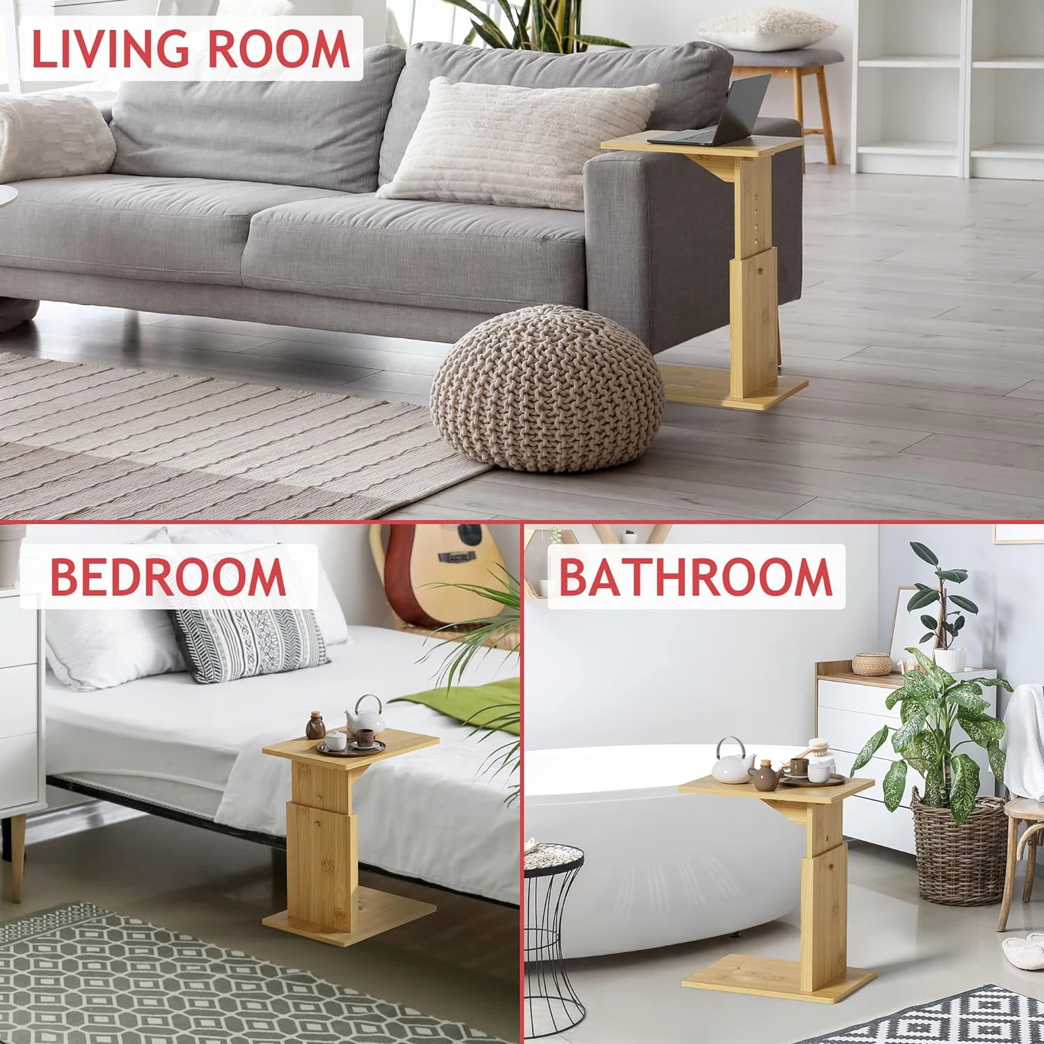product modern adjustable wooden c shaped side table behind couch table tray bamboo end table for living room furniture-4