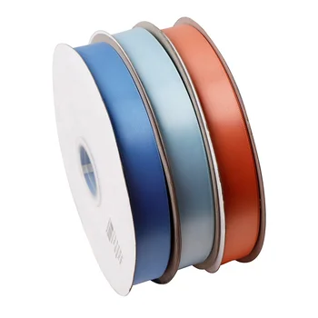 22mm 7/8" single face double face plain color white black red pink blue gold 196 solid color satin ribbon for packing