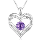 Jewelry Birthstone 2 Double Heart Necklace Women Jewelry 18k Gold Plated Sterling Silver Diamond Heart Necklace 925