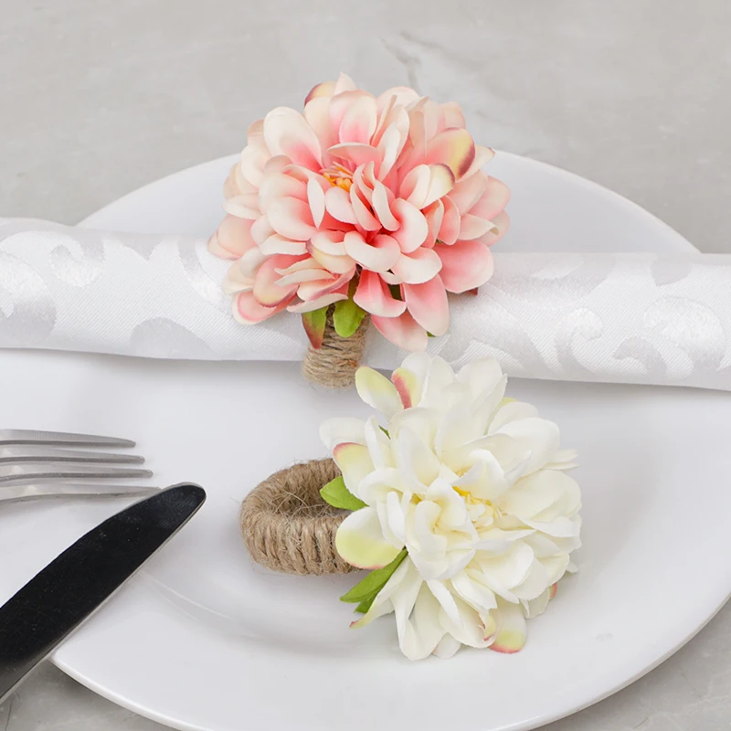 Factory Supply Flower Napkin Ring, l Napkin Rings for Wedding Dining Table Decorations