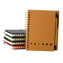 Custom A5 Spiral Bound Notebook Eco-Friendly Kraft Paper with Recycled Pen and Sticky Note Promotional Notebook