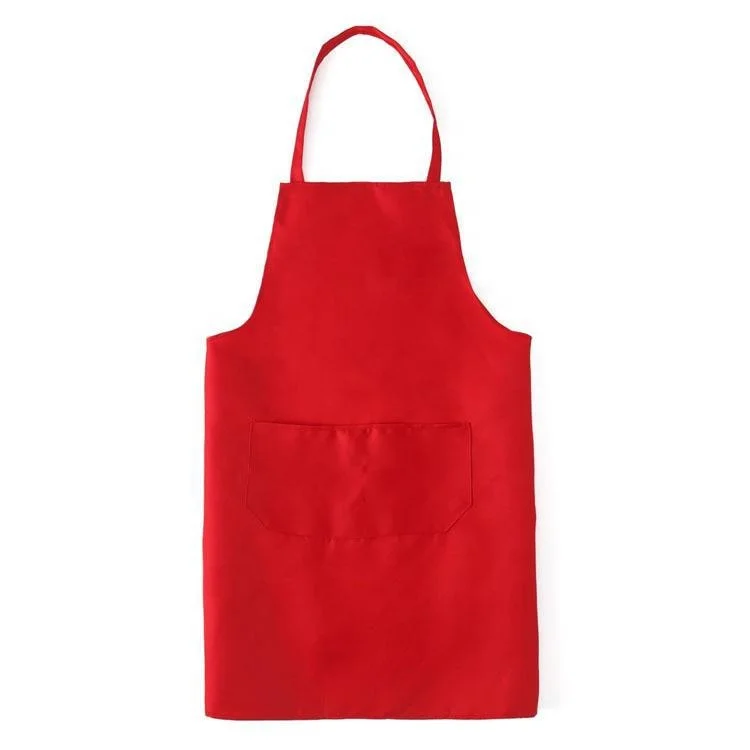 Factory Manufacturer customized plain kitchen aprons bib wholesale blank chef apron printed logo in cotton 2-pocket