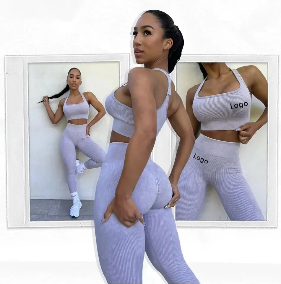 Wholesale fitness yoga active wear set women gym high waist pants seamless yoga set nylon spandex yoga set