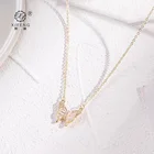 14k Gold 14K Gold Inlaid Diamond Butterfly Necklace Korean Original Designer Clavicle Chain Female