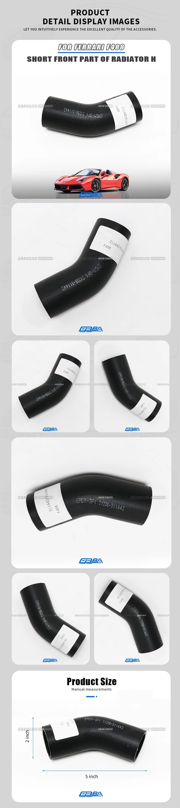 Genuine Material For Ferrari 488 GTB Pista Rear Engine Cooling Hose Pipe OEM B311440 311442 for Radiator Replacement Part manufacture