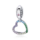 Heart Pendant Simple Heart Set Diamond Color S925 Sterling Silver DIY Beaded Pendant