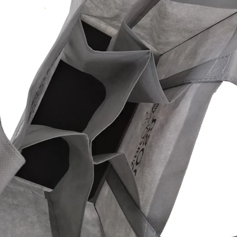 Wholesale Bulk Custom Printed Eco-friendly 100% Recycled Non Woven Fabric Durable Shopping Packaging 6-Bottle Wine Tote Letter factory