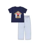 Baby Puresun OEM Kids Cute Design Applique Boutique Clothes Valentine's Day 2 Piece Baby Girls Clothing Set