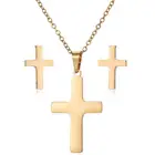 Cross Cross New Style Jewelry Mini Style Simple Cross Stainless Steel Pendant Necklace Three-piece Earrings