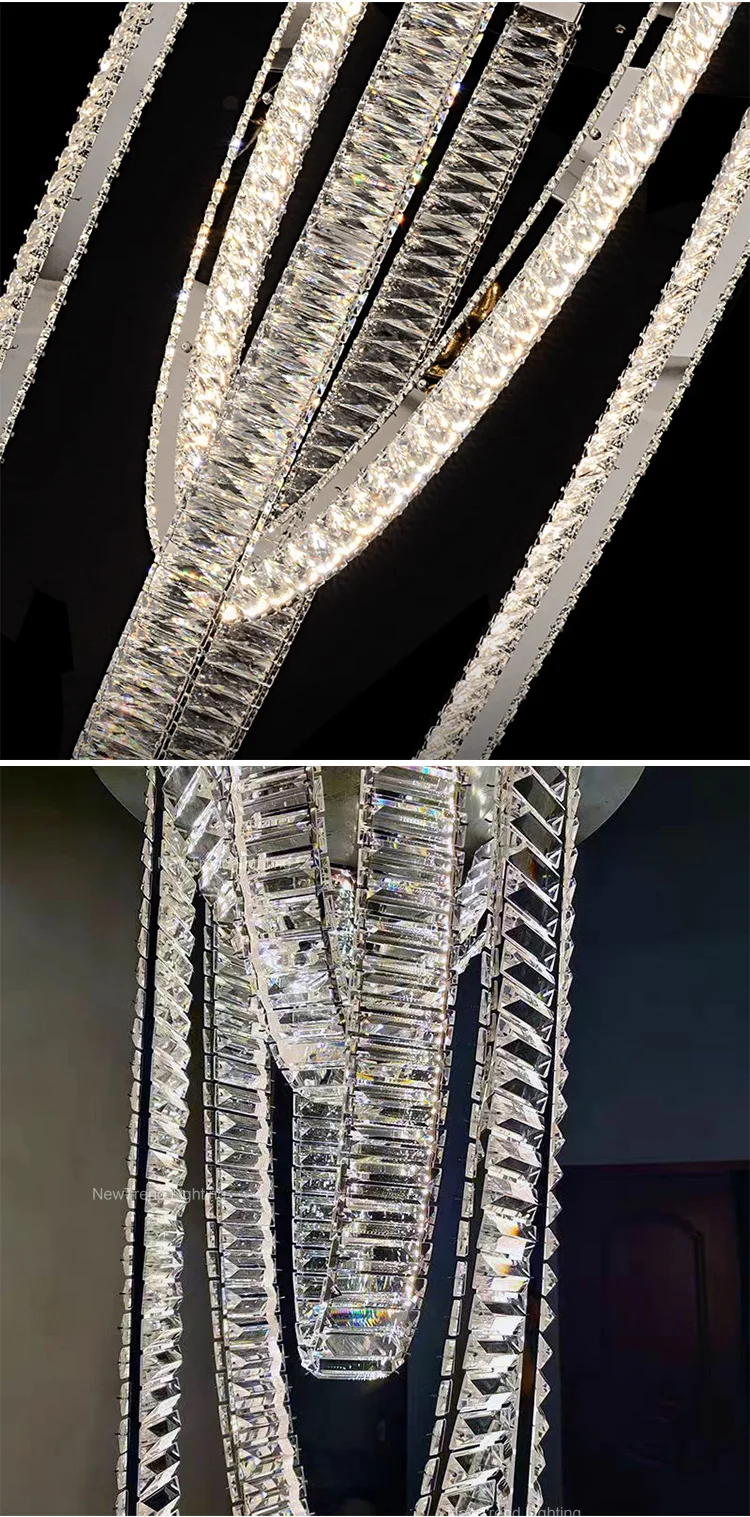 CPL-381 Professional Bespoke Large Lighting Indoor Decoration Hotel Lobby Villa Staircase Crystal Led Chandelier manufacture