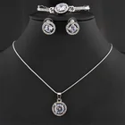 Zircon Jewelry Alloy Zircon Round Bracelet Necklaces Earring Jewelry Set Fashion Jewelry For Women Alloy Sets