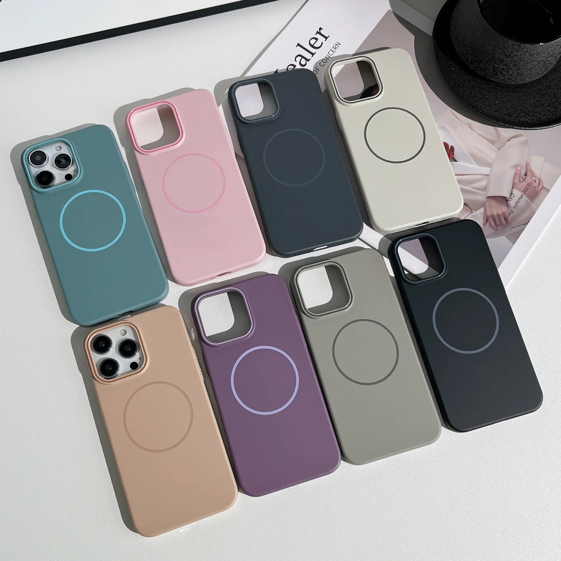 product laudtec high quality silicone case pure color case magnetic cover with shockproof customized design for iphone 17white-2